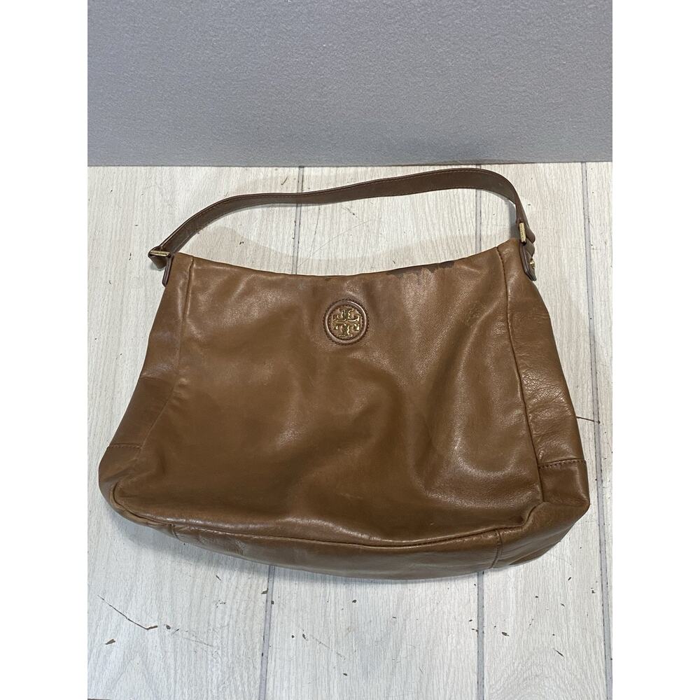 Tory Burch Brown Leather Shoulder Bag Snap Close Purse